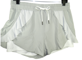 Halara Size Large Breezeful Gray Mesh Ruffle Trim 2-in-1  Shorts - $12.99