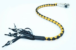 PU Leather Motorcycle Whip Get Back whip with Skull Tassles 36&quot; YELLOW /... - £23.89 GBP