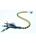 PU Leather Motorcycle Whip Get Back whip with Skull Tassles 36&quot; YELLOW /... - $29.99
