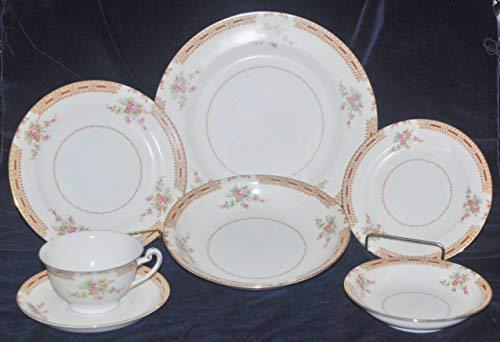 Antique, Occupied Japan, Hira China HIR23 Gold Trimmed, 7 Piece Place Setting