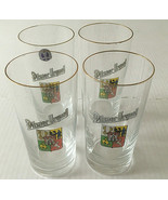Vintage Pilsner Urquell set of four gold rim beer glasses made in Czecho... - $49.45
