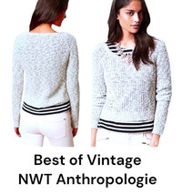 $238 Anthropologie VINTAGE Cropped Pullover XLarge 10 12 Gray Top Soft Italian - £46.01 GBP