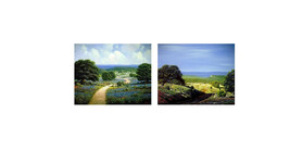 Set of 2 Texas Bluebonnet Prints - Hill Country Retreat and The New Fence - by J - £39.09 GBP