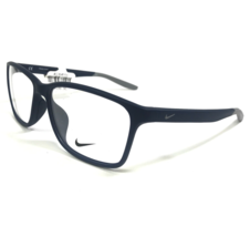 Nike Eyeglasses Frames 7118 413 Gray Matte Navy Blue Square Full Rim 57-14-140 - £61.87 GBP