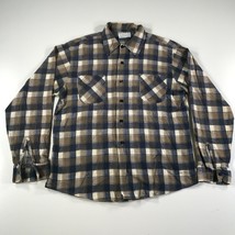 Vintage Haband Flannel Shirt Mens L Blue Brown Plaid Cotton Blend Button... - £18.37 GBP