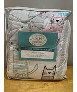 Waverly Spree Kids Comforter Set Cats Kitten 3 Pieces Drawing Kitty City... - €102,00 EUR