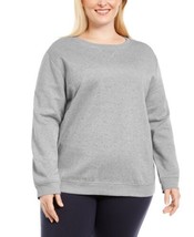 Karen Scott Womens Activewear Plus Size Nep Crewneck Sweatshirt  3X  Smoke Grey - £35.93 GBP