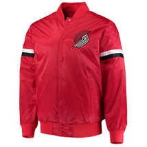 NBA Portland Trail Blazers Red Satin Baseball Bomber Letterman Varsity Jacket - £83.67 GBP