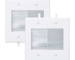 2 Gang Brush Wall Plate White Built In Low Voltage Mounting Bracket For ... - $37.99