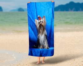 Yorkshire Terrier Dog Beach Bath Towel Swimming Pool Vacation Memento Gift - £18.42 GBP+