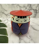 Vintage Kokeshi Bento Trinket Box Laquered Painted Stacking Japan Mid Ce... - $649.55 MXN