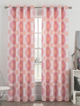 Medallion Grommet Window Curtain Newport Blush Pink 50x63&quot; Pair Panels Cotton - $44.07