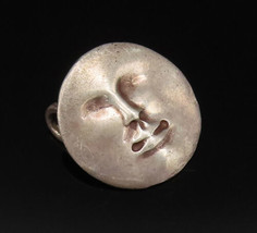 925 Sterling Silver - Vintage Sun Or Moon Face Motif Pendant - PT21269 - £30.54 GBP