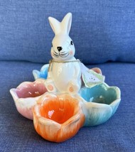 Colorful Ceramic Easter Bunny Flowers Eggs Holders by 10 Strawberry Street New - £23.71 GBP