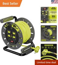 60ft Cord Reel, Retractable Extension Lead with Winding Handle, Safety O... - $170.76