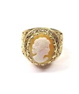 14k Yellow Gold Women's Vintage Ring With A Cameo Shell Stone - £366.13 GBP