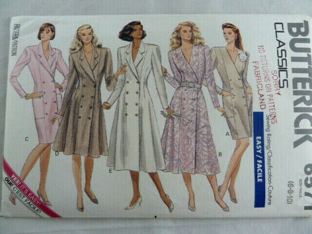 Primary image for Butterick 6571 Vintaage 1988 Petite Dress double breasted Coat dress style Uncut