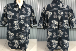 Bruno Linen 2XL Big Mens Black Gray Hawaiian Resort Button Tropical Shirt  - $13.29
