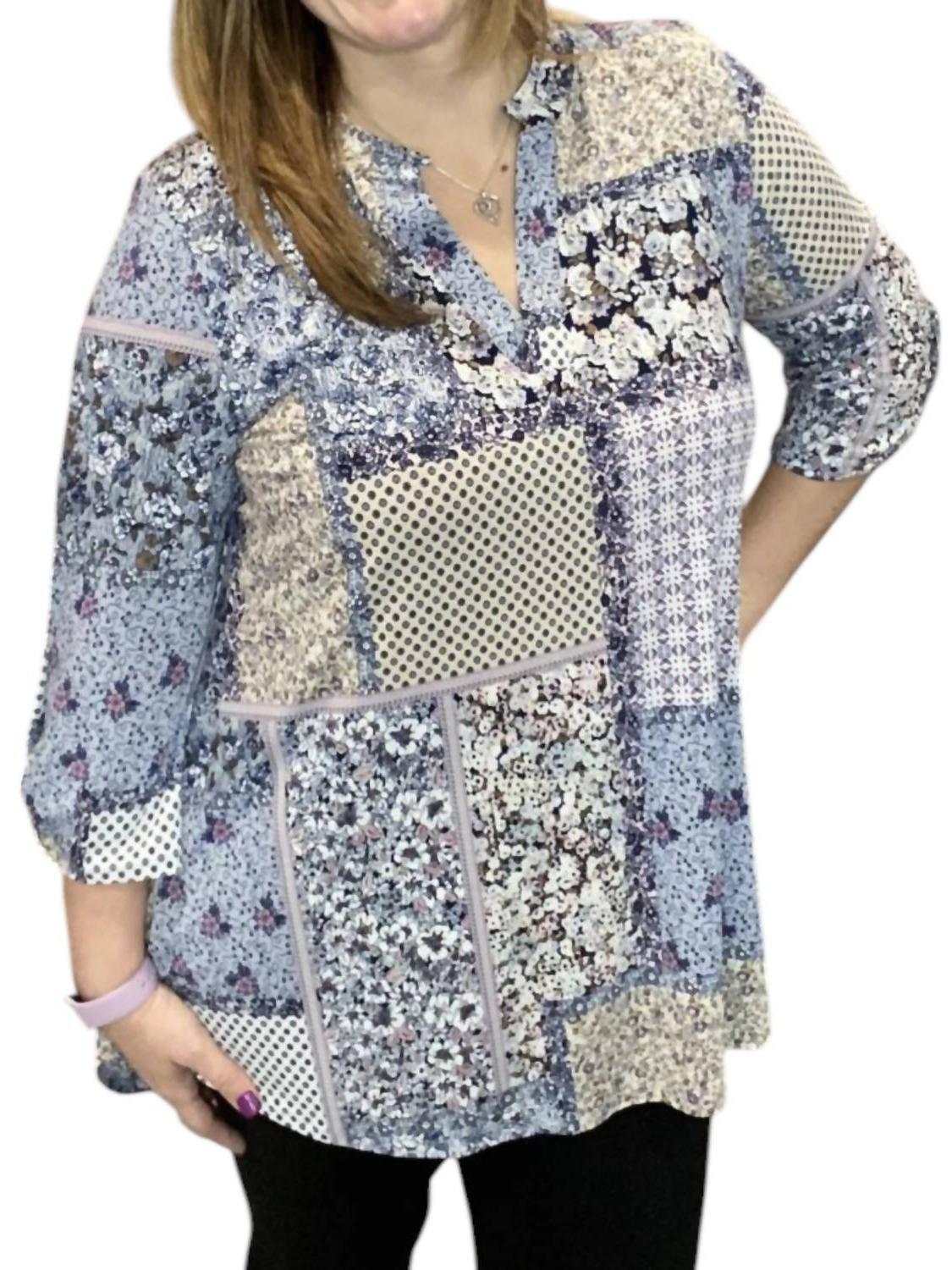 Honeyme Plaid Gabby Tunic Top Blue Multi - $30.00