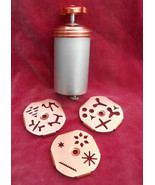 Vintage Mirro Aluminum &amp; Copper Dial-A-Cookie Press Kit 3 Dial Design Discs - £26.05 GBP