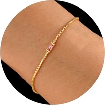 Birthstone Bracelets for Women Girls Gold Dainty Link Bracelet Birthday ... - £25.76 GBP