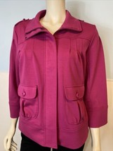 Halogen Hot Pink Knit Zip Front Long Sleeve Jacket Size L - £14.93 GBP