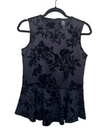 Bobeau Black &amp; Velvet Floral Cold Shoulder Tunic Top Women&#39;s Small S - $21.08 CAD
