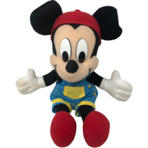 VTG Disney Mattel Arco Toys Mickey Mouse 12&quot; Hat Backwards Overalls Plush  - $34.64