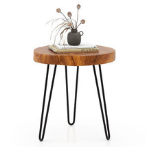 Round Reclaimed Recycled Teak Wood End Table - Color: Brown - £58.37 GBP