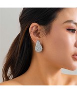 VINTAGE PUNK STYLE BLING FULL RHINESTONE WATER DROP FASHION COSTUME EARR... - $7.99