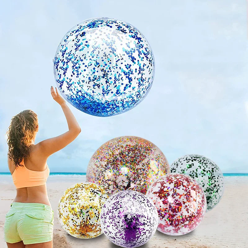 16 Inch Sequins Beach Ball Halloween Jumbo Pool Toys Balls Glitters Infl... - £7.81 GBP+