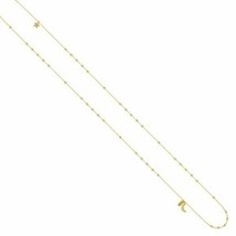  14K Solid Gold Diamond Mini Half Moon Crescent Star Bead Necklace 24&quot; Dog Tag - £526.91 GBP