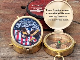 Personalized Gift For Space Force Custom Text Engraved Brass Compass Gift. - £19.52 GBP