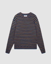 Wax London men&#39;s grove crew zig zag pullover in BRIGHT BLUE - size M - $124.74