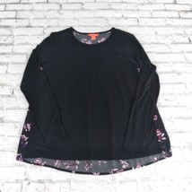 Joe Fresh Blouse Womens Small Black Floral Long Sleeve Casual Top Flowy Boho - £14.13 GBP