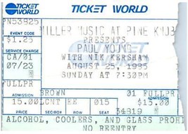 Paul Young Nick Kershaw Ticket Stub August 25 1985 Pine Knob Michigan - £36.53 GBP