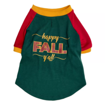 NEW Woof Happy Fall Y&#39;all Graphic Dog Tee sz L Pet T-shirt green 24.5 in... - $9.95