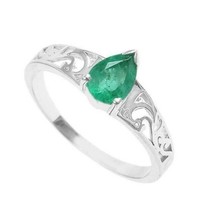 Green Emerald Ring 5x7 mm Pear Emerald Designer Ring Emerald Promise Ring - £26.95 GBP