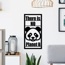 LaModaHome Metal Wall Art Planet Panda Black Wall Decor, Living Room, Bedroom, K - £66.95 GBP