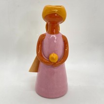 Vintage Lime Faceless Peasant Woman 6&quot; Candleholder Dominican Republic Hang Tag - £25.89 GBP