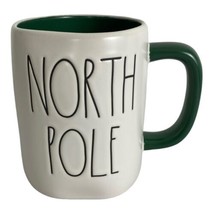 Rae Dunn NORTH POLE Christmas Holiday Ceramic Mug White &amp; Green 5&quot; Tall NEW - £20.74 GBP