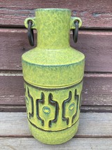 Mcm Rare Alvino Bagni Raymor Pottery Vase Green With Rusty Iron Rings Italy 60s - £158.61 GBP