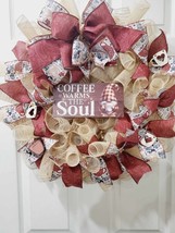 Coffee Themed Everyday Wreath, Deco Mesh, Kitchen Decor, Free Shipping - £51.28 GBP