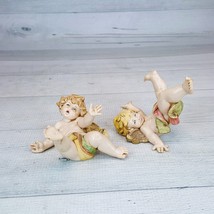 Vintage Fontanini Depose Italy Tumbling Cherub Angel Figurine Set 2 Simonetti - £26.19 GBP