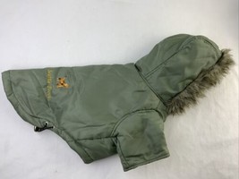 Dog Hoodie Coat, Green, Fur Trim, 13 Inches Long, Leash Opening - $14.84