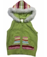 Gymboree Girls Green Knit Hoodie Jacket Vest Size XS 3-4 - £14.34 GBP