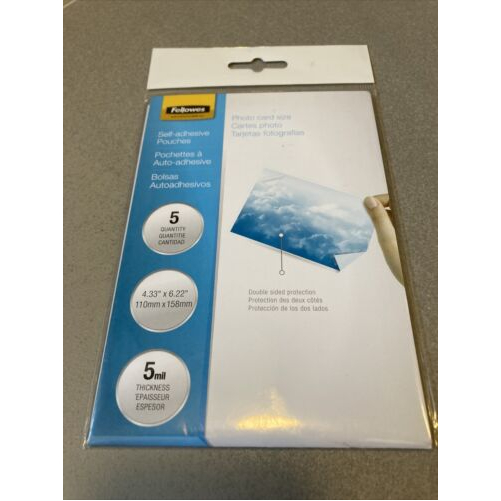 Fellowes 5220401 POUCH PHOTO SELF ADHESIVE 5MIL 5PK,DDS MUST BE ORDERED ... - $29.98