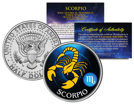 SCORPIO Horoscope Astrology Zodiac Kennedy U.S. Colorized Half Dollar Coin - £6.77 GBP
