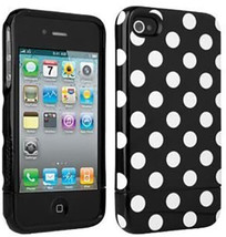 OEM Verizon Broodie Hard Case for Apple iPhone 4/4S (Black and White Polka Dot) - £7.12 GBP