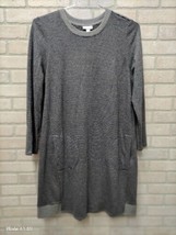 J Jill Women Size L Navy &amp; Grey Tunic Pullover Dress Stipe Pockets   - £20.24 GBP